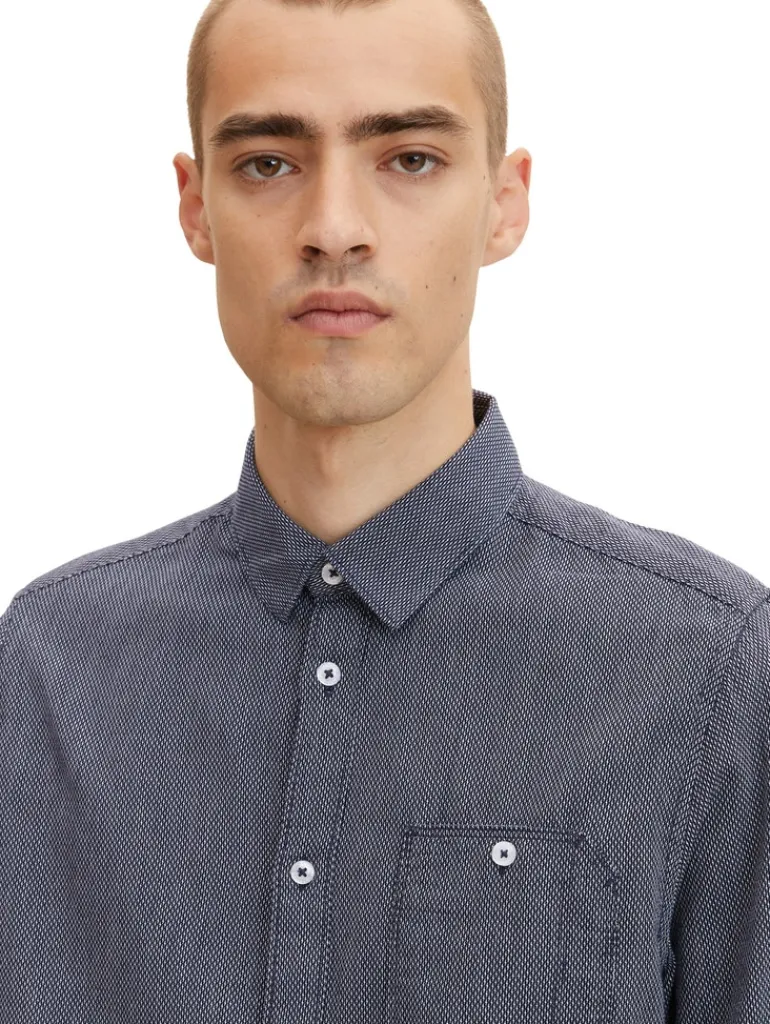 Hemd mit Struktur navy white structure