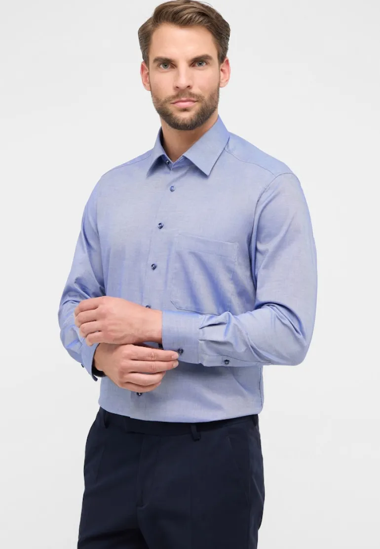 Hemd Natté Langarm navy