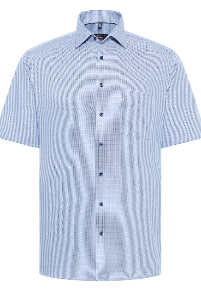 Hemd Panama Kurzarm blau