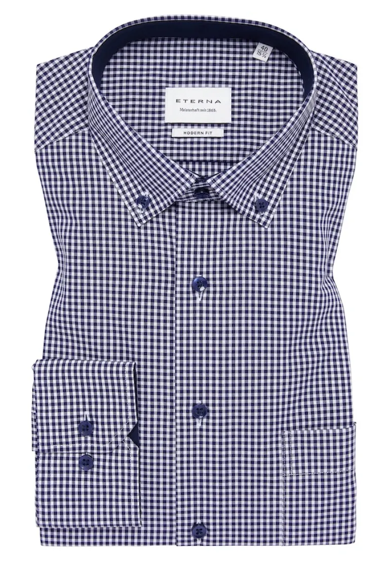Hemd Popeline Langarm navy