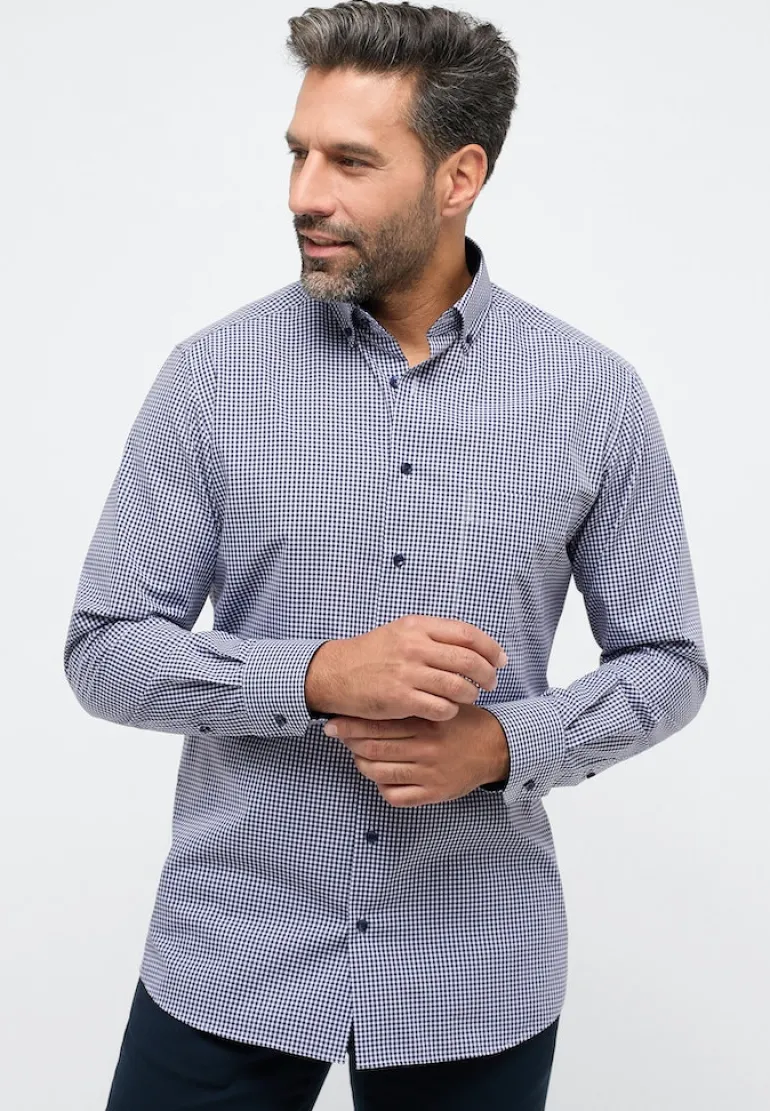 Hemd Popeline Langarm navy