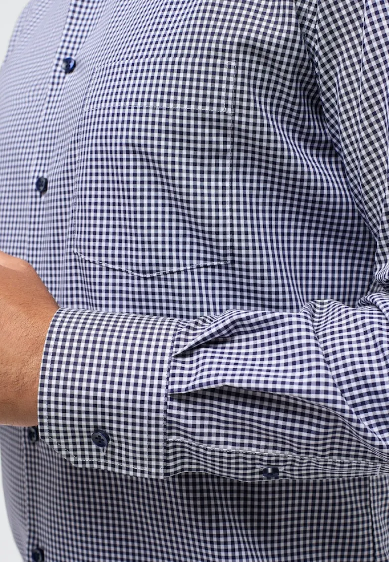 Hemd Popeline Langarm navy