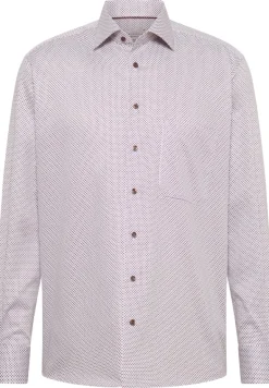 Hemd Satingewebe Langarm braun