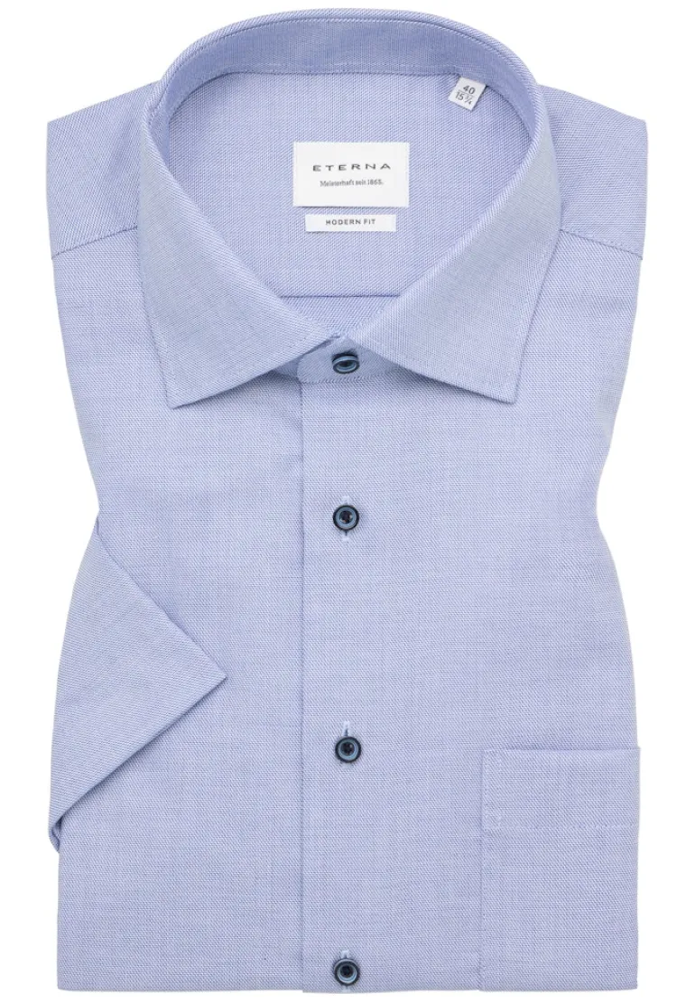 Hemd Twill Kurzarm mittelblau