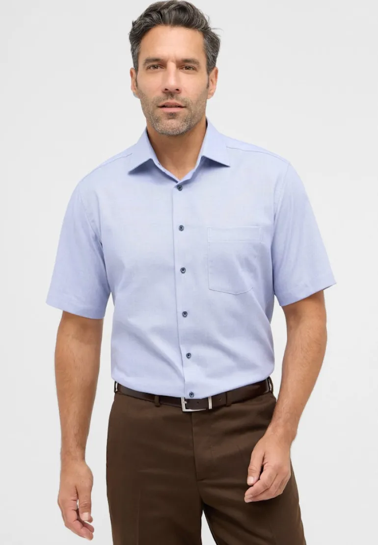 Hemd Twill Kurzarm mittelblau