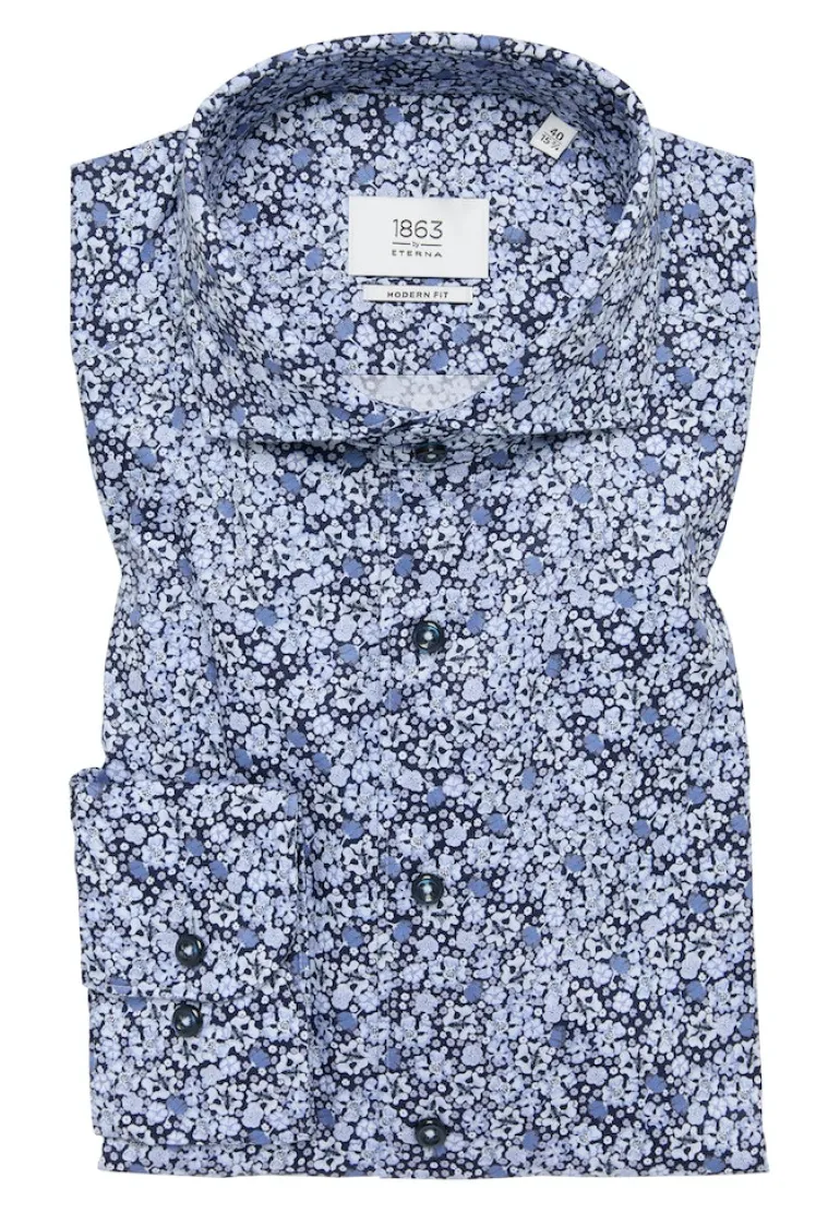 Hemd Twill Langarm blau