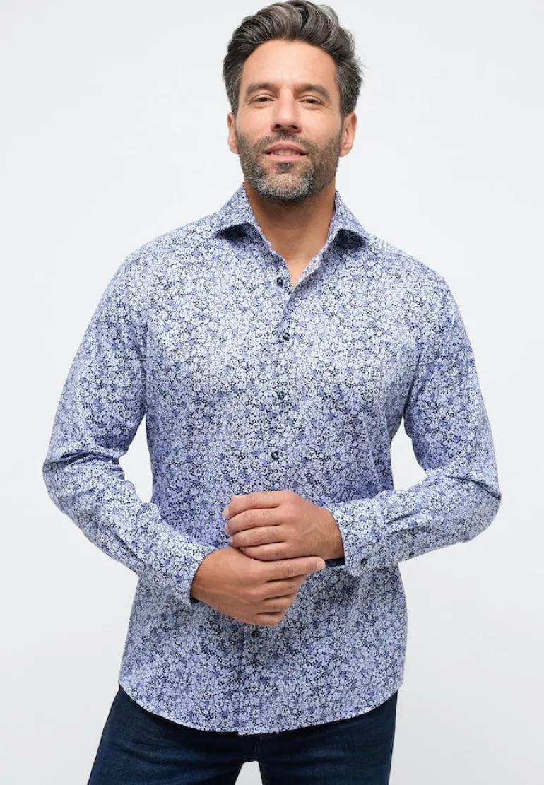 Hemd Twill Langarm blau