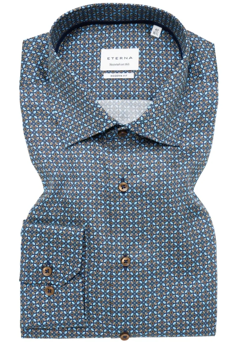 Hemd Twill Langarm braun