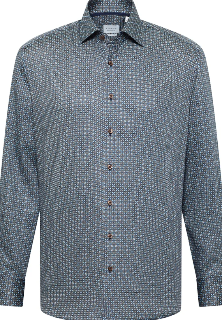 Hemd Twill Langarm braun