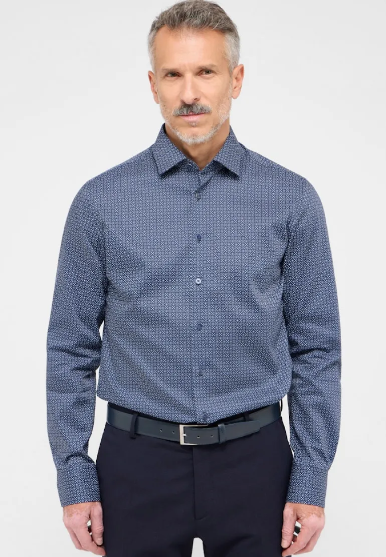 Hemd Twill Langarm dunkelblau