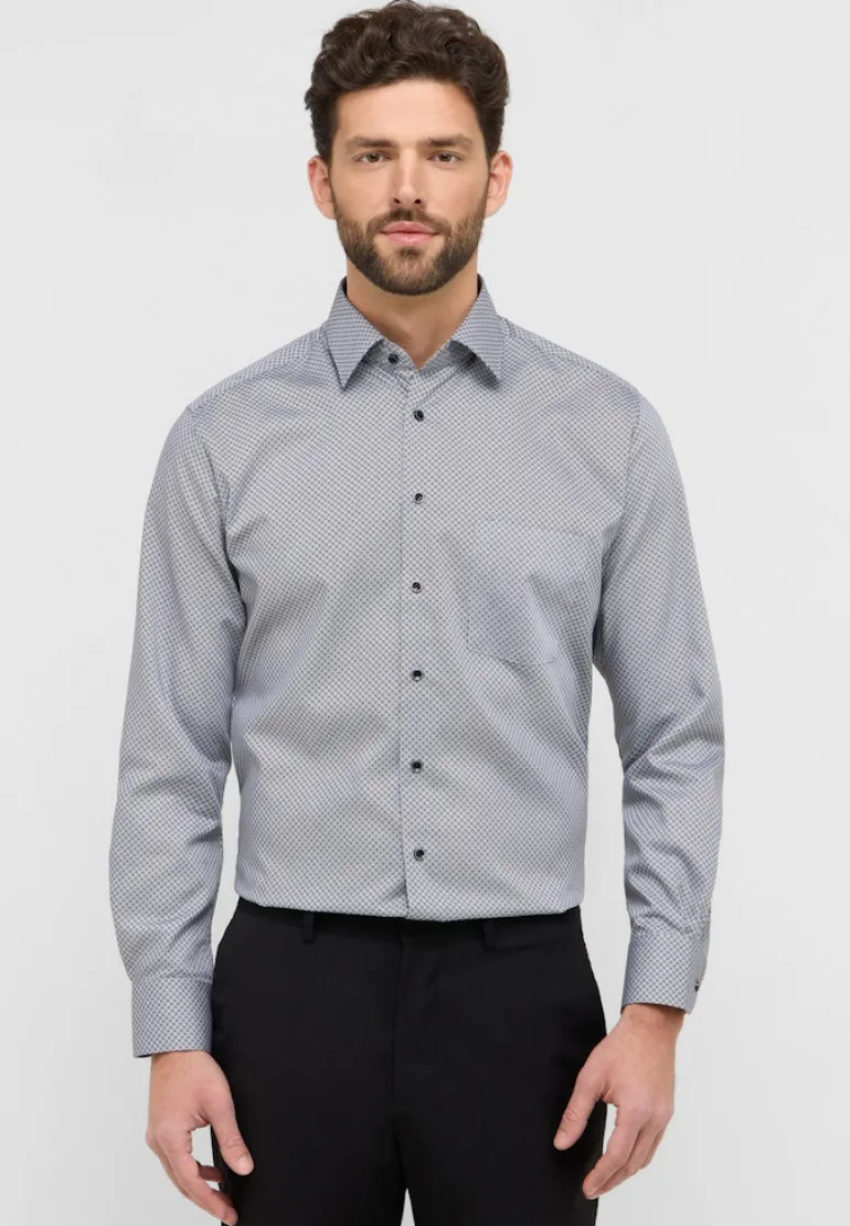 Hemd Twill Langarm grau