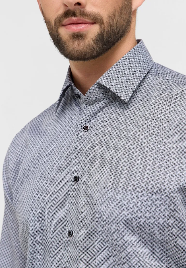 Hemd Twill Langarm grau