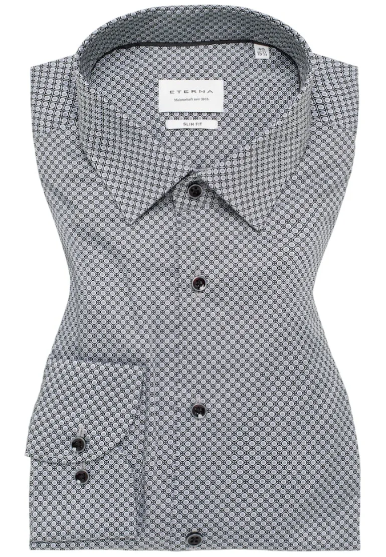 Hemd Twill Langarm grau