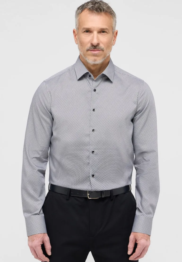 Hemd Twill Langarm grau