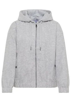 Hoodie Blouson in Wolloptik luna grey melange