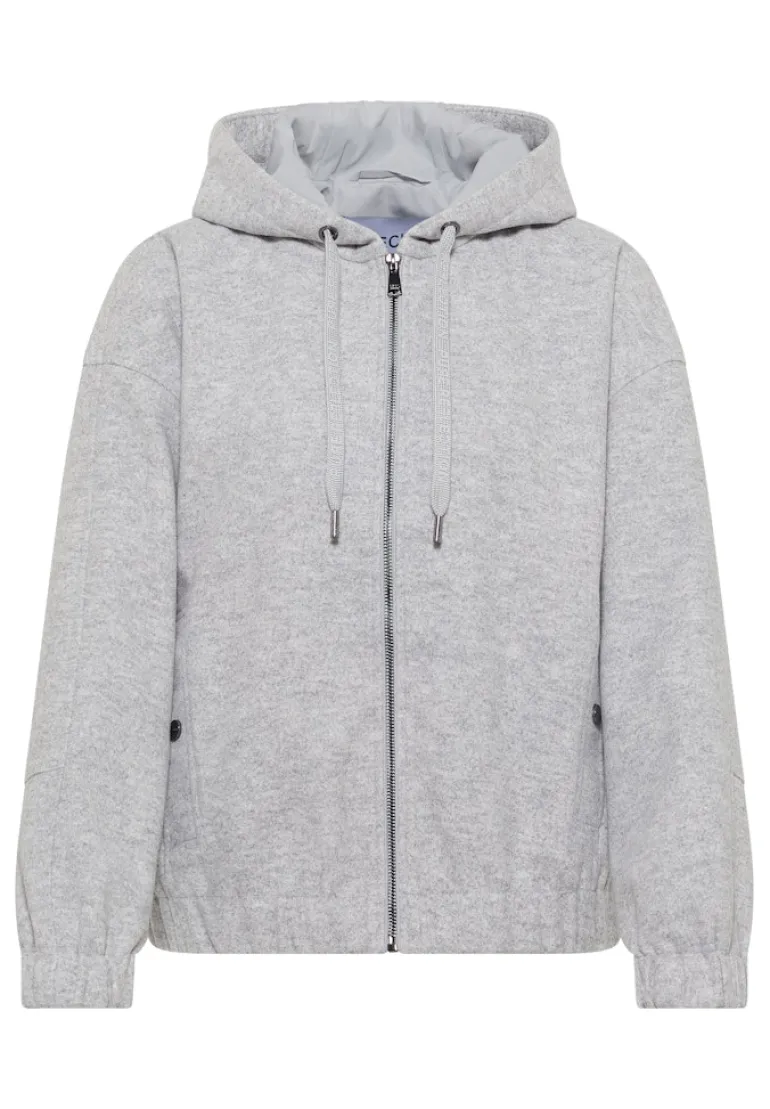 Hoodie Blouson in Wolloptik luna grey melange