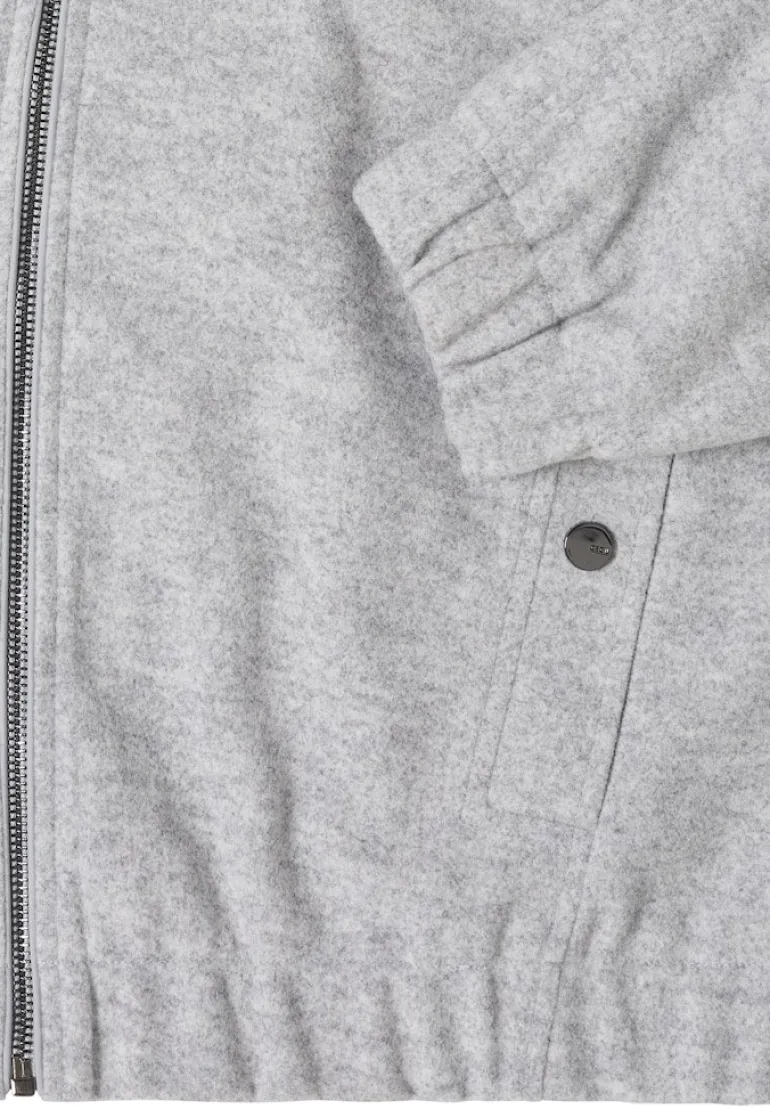 Hoodie Blouson in Wolloptik luna grey melange