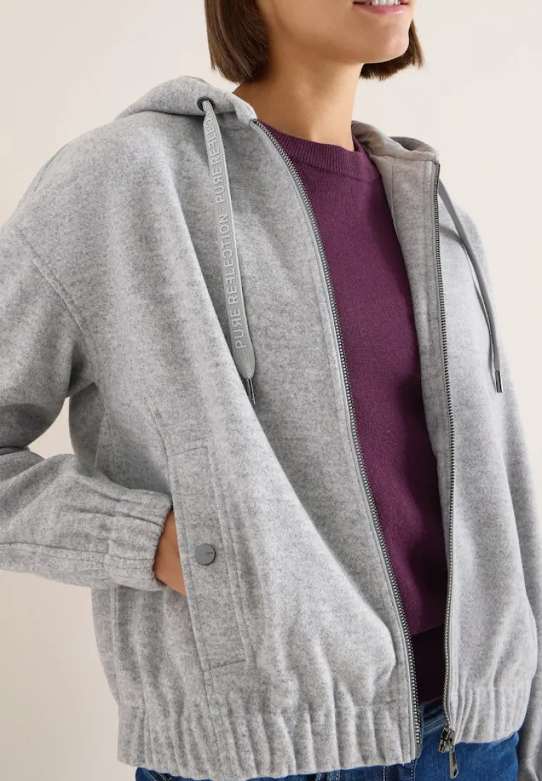 Hoodie Blouson in Wolloptik luna grey melange
