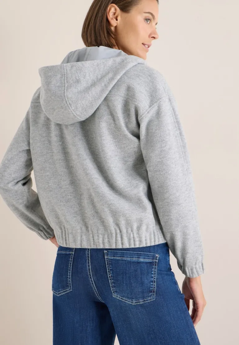 Hoodie Blouson in Wolloptik luna grey melange