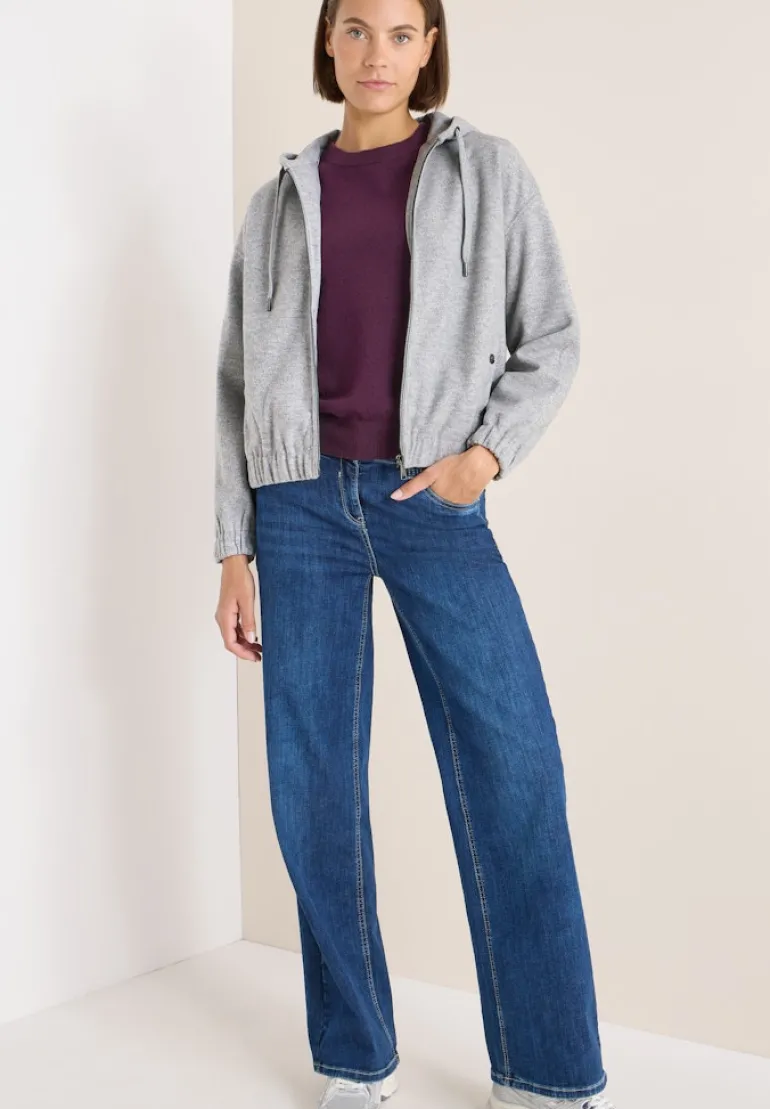 Hoodie Blouson in Wolloptik luna grey melange