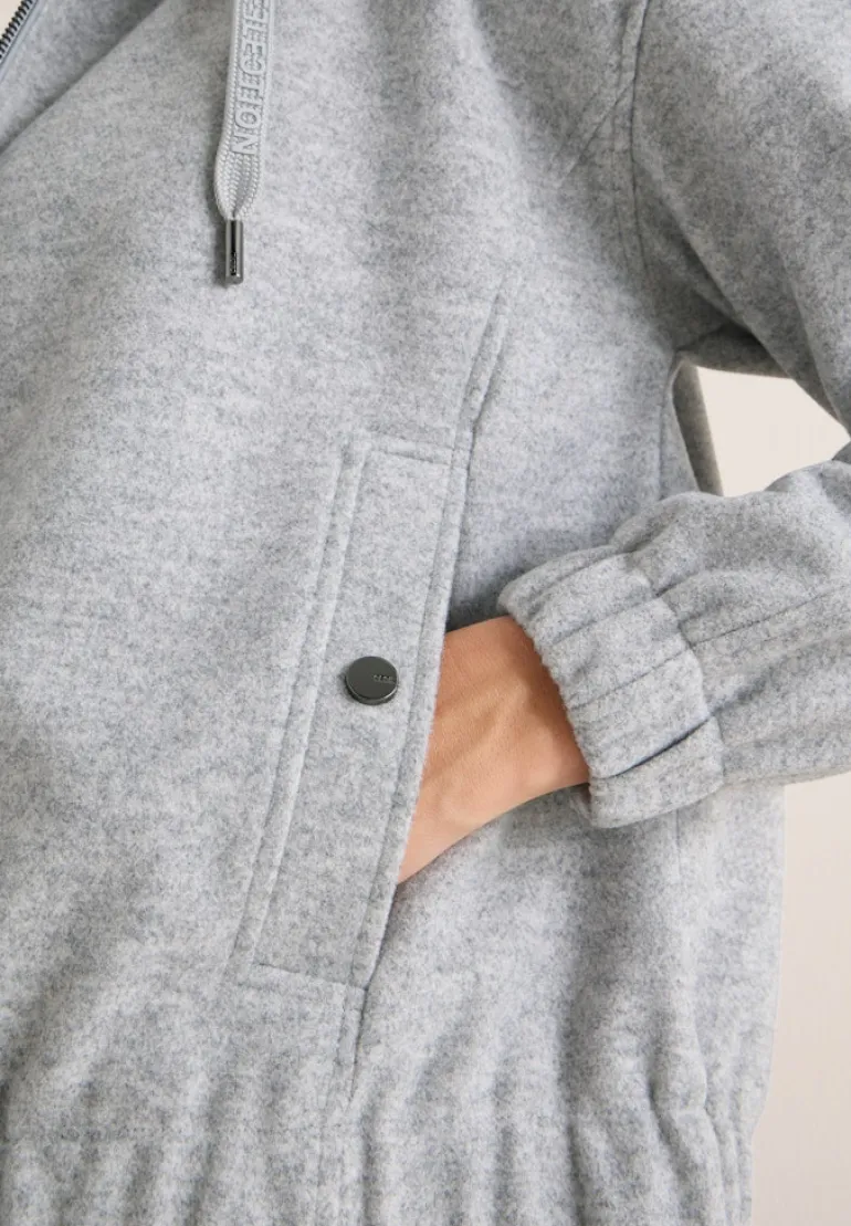 Hoodie Blouson in Wolloptik luna grey melange