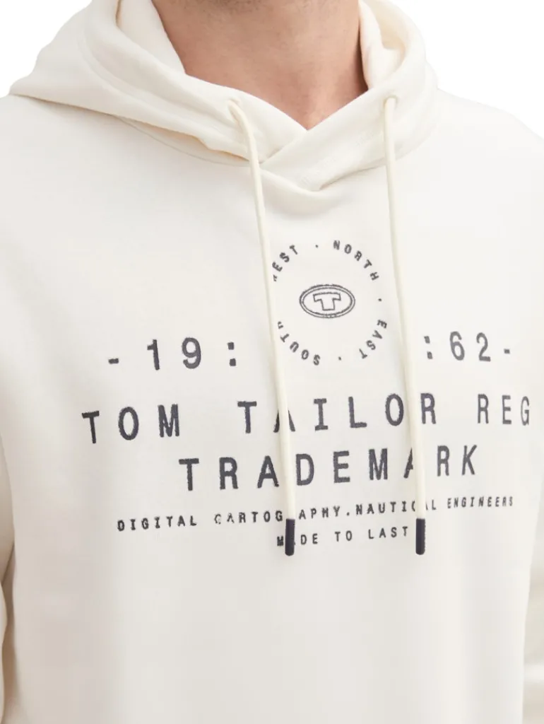 Hoodie mit Logo Print soft vanilla melange