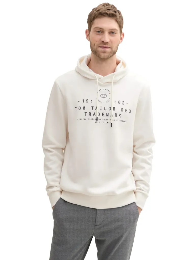 Hoodie mit Logo Print soft vanilla melange