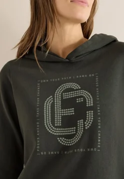 Hoodie mit Schmucksteinen raw khaki
