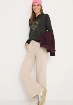 Hoodie mit Schmucksteinen raw khaki