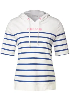 Hoodie Streifenshirt vanilla white