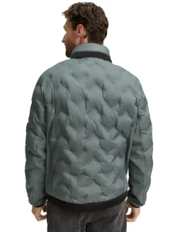 Hybrid Steppjacke mit verstaubarer Kapuze washed jasper green