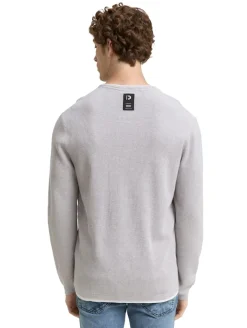2-in-1 Strickpullover aus Baumwolle light stone grey melange
