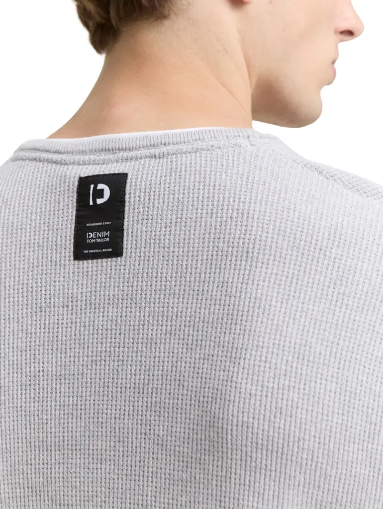 2-in-1 Strickpullover aus Baumwolle light stone grey melange
