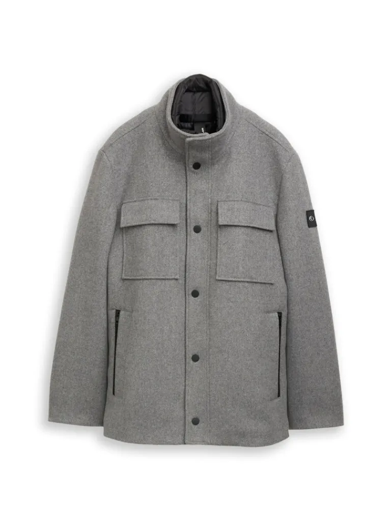 2-in-1 Wolljacke mit abnehmbarer Innenjacke light stone grey wool twill