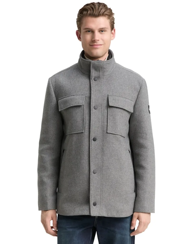 2-in-1 Wolljacke mit abnehmbarer Innenjacke light stone grey wool twill