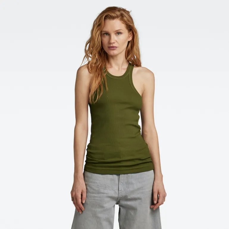 Italian army ultra slim tank top wmn avocado