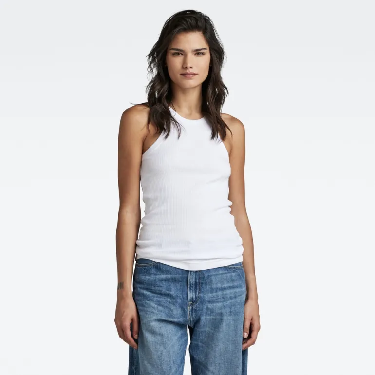 Italian army ultra slim tank top white