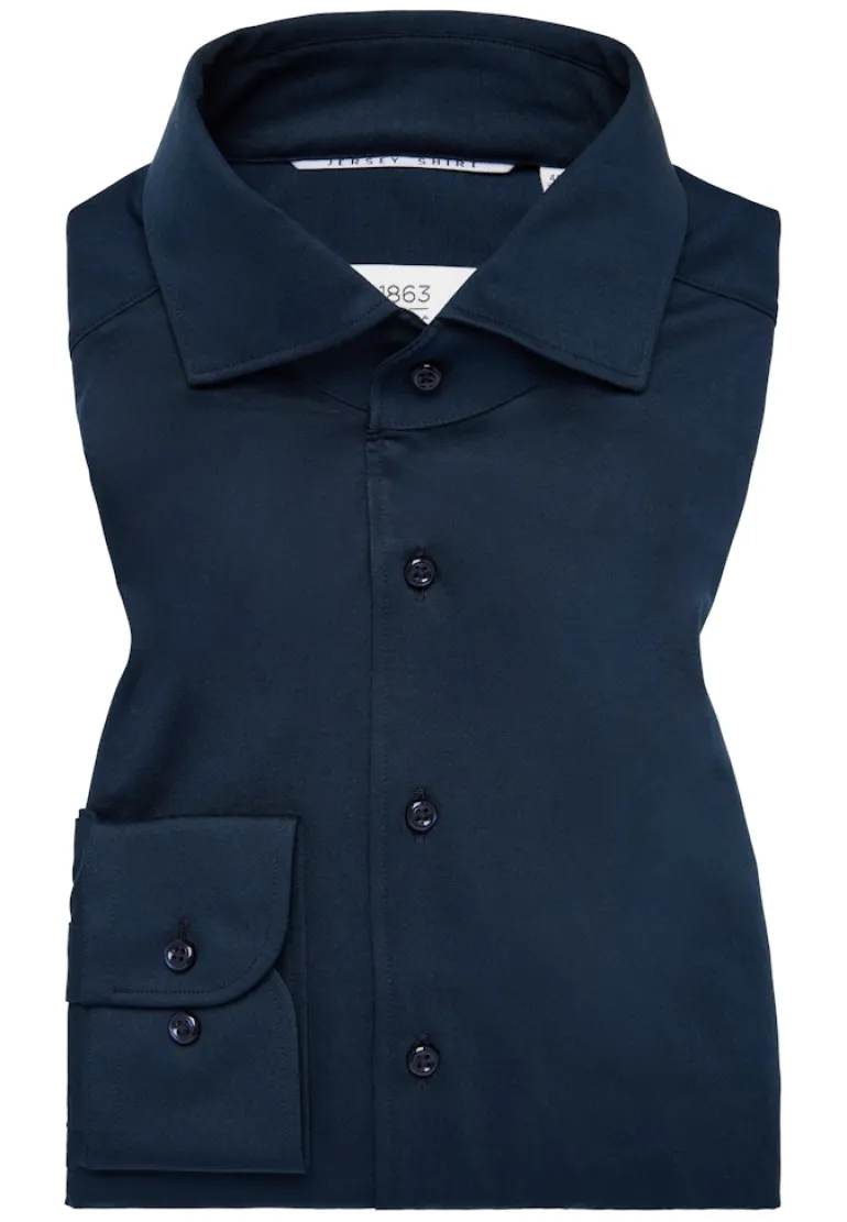 Japanese Knitted Single-Jersey Langarm navy