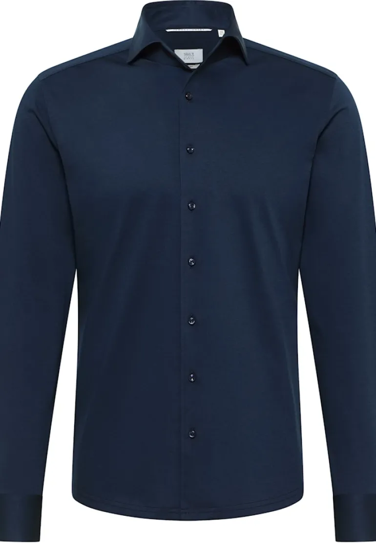 Japanese Knitted Single-Jersey Langarm navy