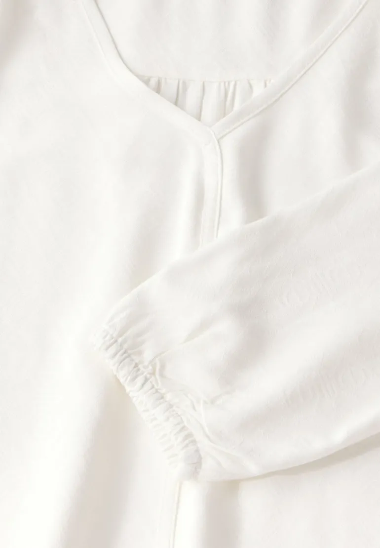 Jaquard-Bluse vanilla white