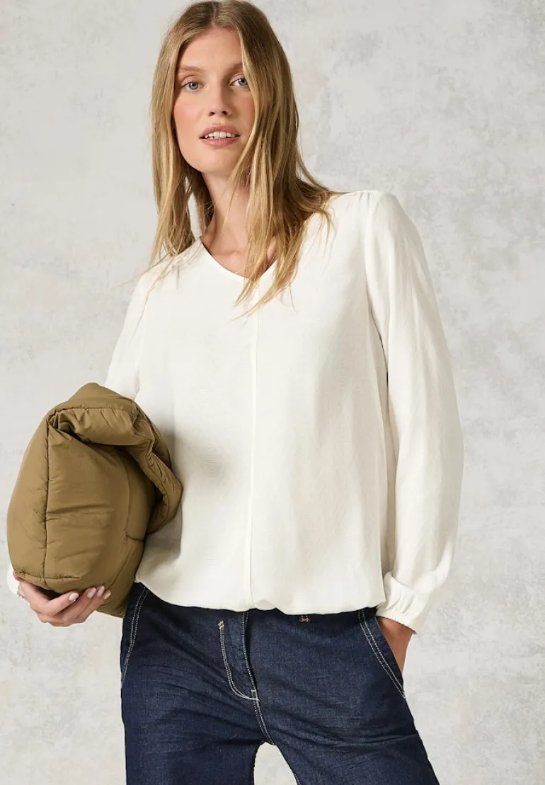 Jaquard-Bluse vanilla white