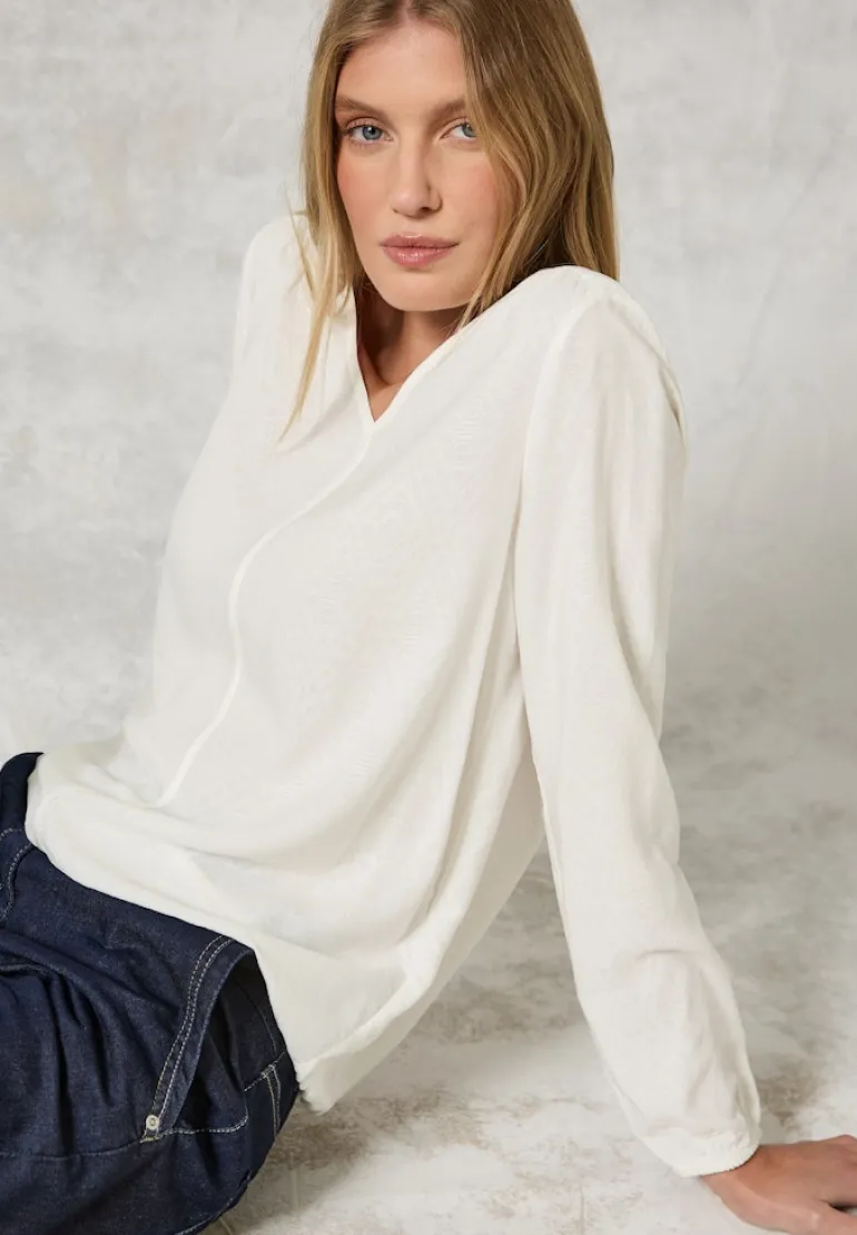 Jaquard-Bluse vanilla white