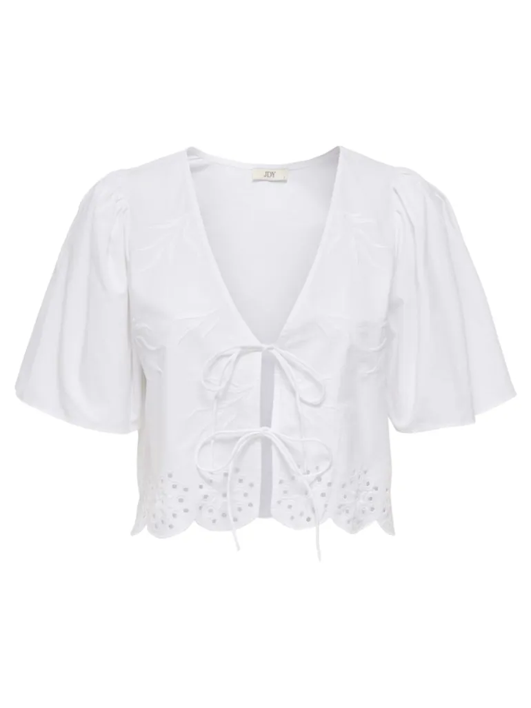 JDYALICE S/S TIE TOP WVN bright white