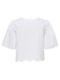 JDYALICE S/S TIE TOP WVN bright white