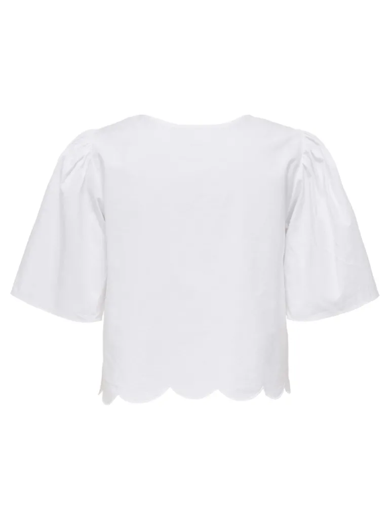 JDYALICE S/S TIE TOP WVN bright white