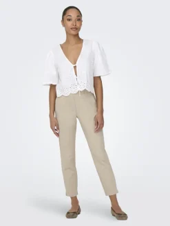 JDYALICE S/S TIE TOP WVN bright white