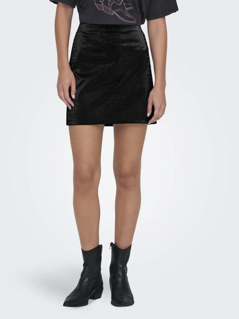 JDYALMA PU CROCO SKIRT WVN black