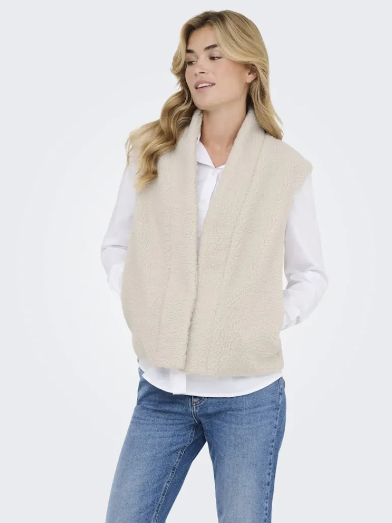 JDYBIRDY LIFE TEDDY OPEN VEST OTW NOOS pumice stone