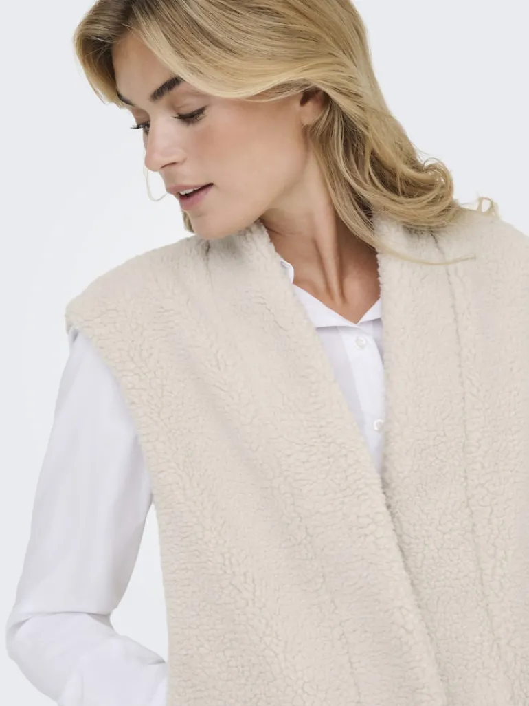 JDYBIRDY LIFE TEDDY OPEN VEST OTW NOOS pumice stone