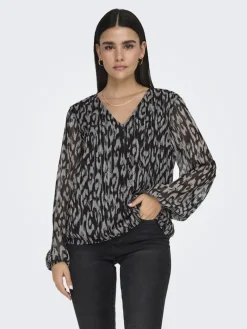 JDYCODY L/S V-NECK TOP WVN DIA black